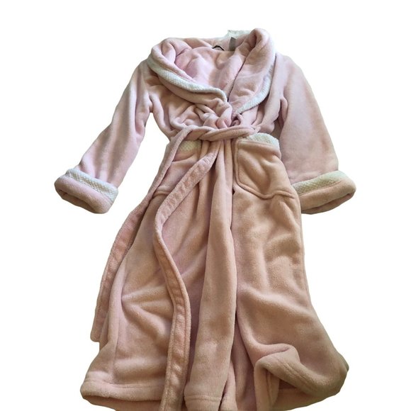 Jasmine Rose Intimates Extra Large Long Pink Rolled Collar Bath Robe - Picture 6 of 12
